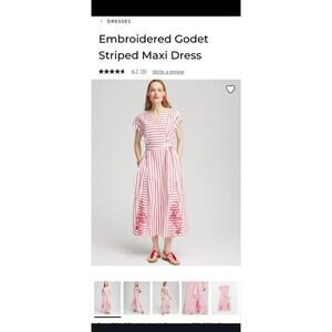 Embroidered Godet Striped Dress - Chico